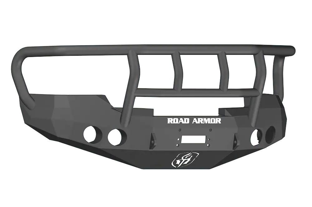 Road Armor Stealth 37602B 2008-2013 Gmc Sierra 1500 Front Winch Ready Bumper Titan Ii Grille Guard, Black Finish And Round Fog Light Hole 1