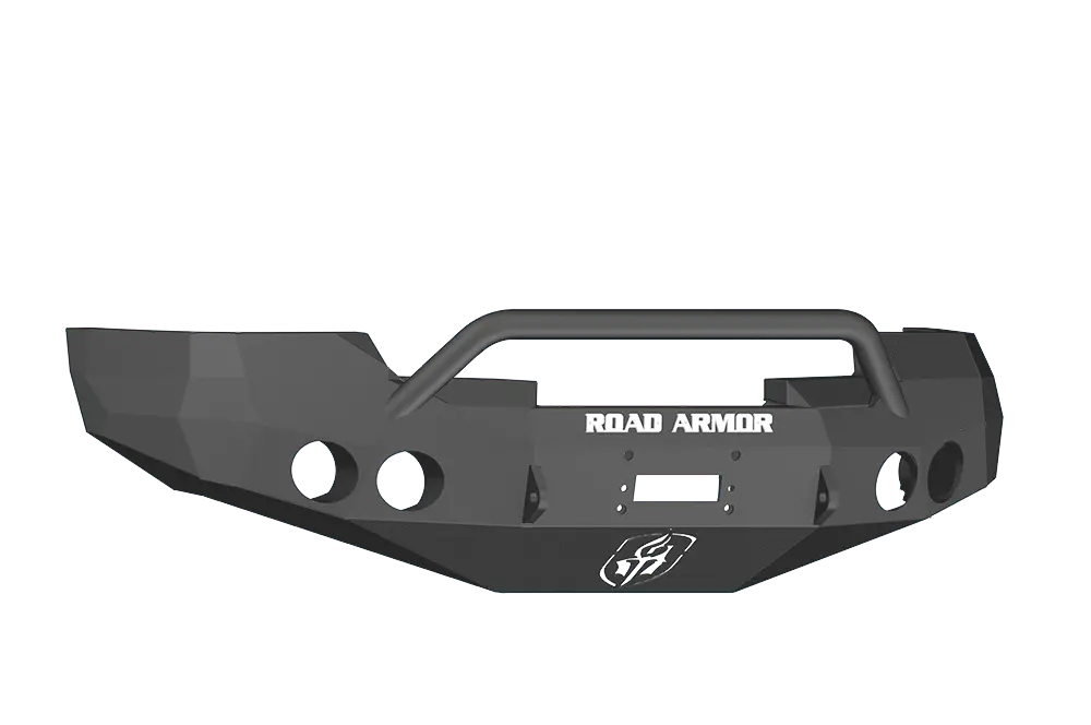 Road Armor Stealth 37604B 2008-2013 Gmc Sierra 1500 Front Winch Ready Bumper Pre-Runner Style, Black Finish And Round Fog Light Hole 1