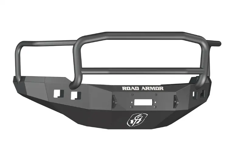 Road Armor Stealth 382R5b 2011-2014 Chevy Silverado 2500/3500 Front Winch Ready Bumper Lonestar Guard, Black Finish And Square Fog Light Hole 1