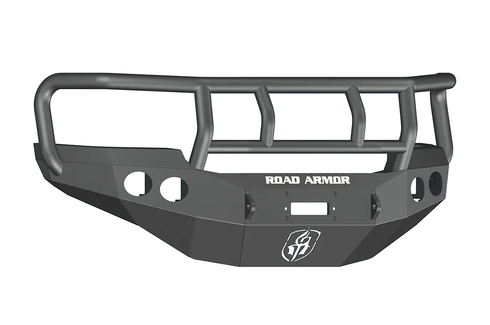Road Armor Stealth 38402B 2011-2014 Gmc Sierra 2500/3500 Front Winch Ready Bumper Titan Ii Grille Guard, Black Finish And Round Fog Light Hole 1