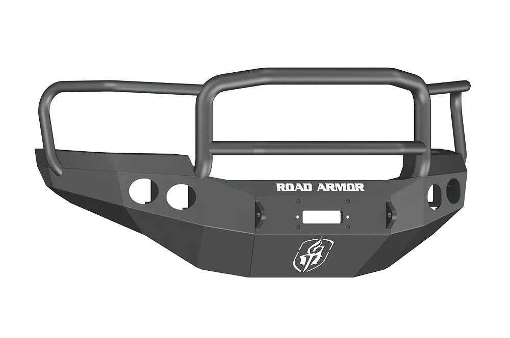 Road Armor Stealth 38405B 2011-2014 Gmc Sierra 2500/3500 Front Winch Ready Bumper Lonestar Guard, Black Finish And Round Fog Light Hole 1