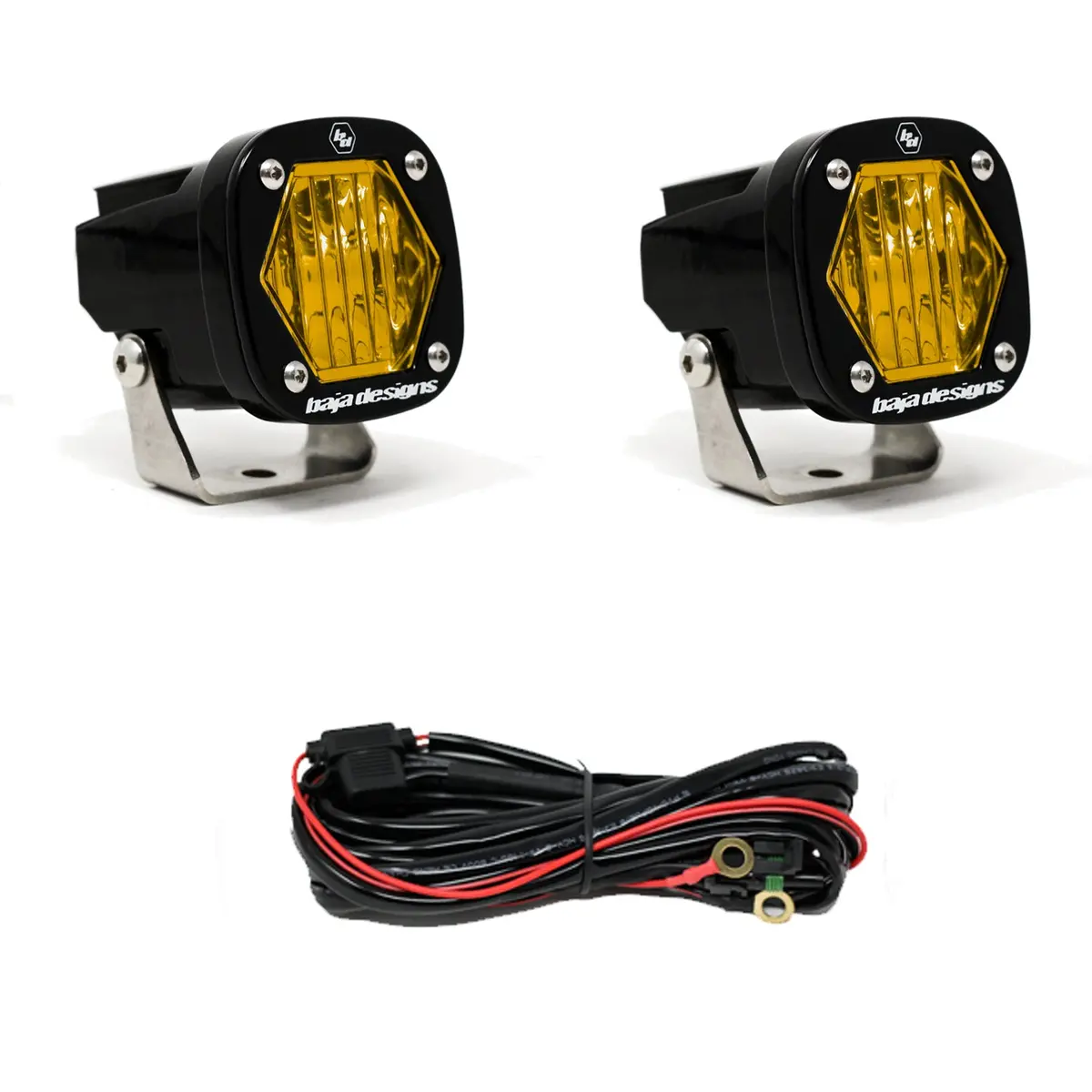 S1 Amber Wide Cornering Led Light With Mounting Bracket Pair 1