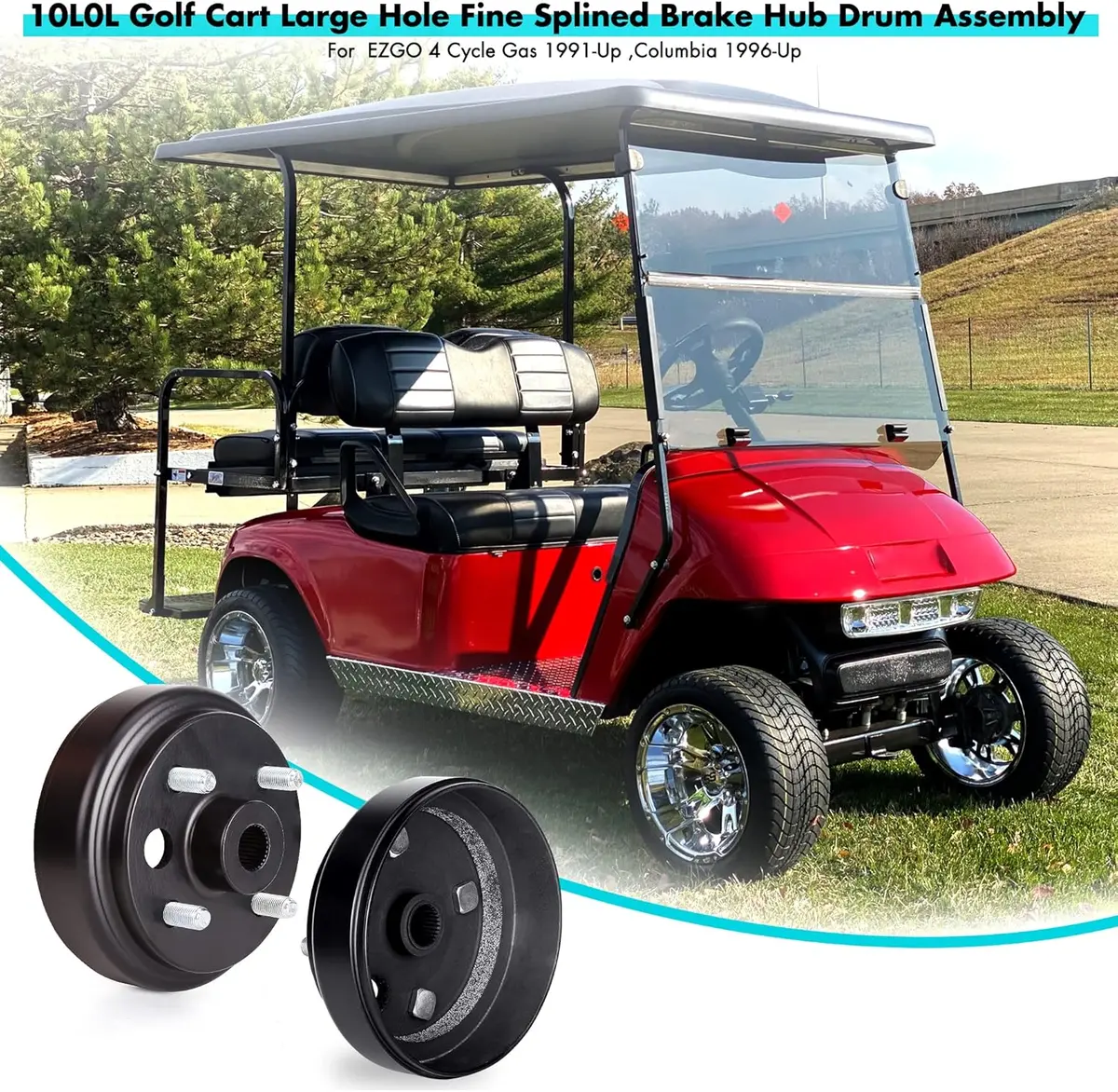 Golf Cart 1 Inch Large Hole 30 Teeth Spline Brake Drum For Ezgo Txt Rxv 1991-Up Marathon, Medalist, Columbia, 4 Cycle Gas - 10L0l 2