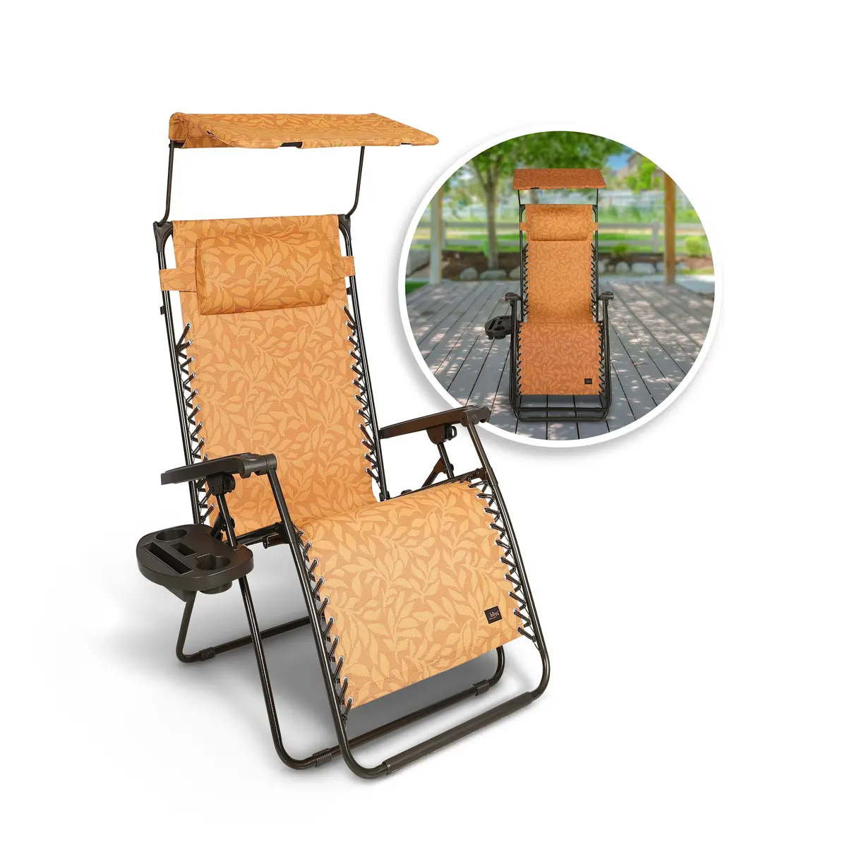 Bliss Hammocks Gfc-457Al Gravity Free Chair W/ Canopy, Pillow, & Drink Tray | 26-In. Wide | Weather & Rust Resistant | 300 Lb. Capacity 1