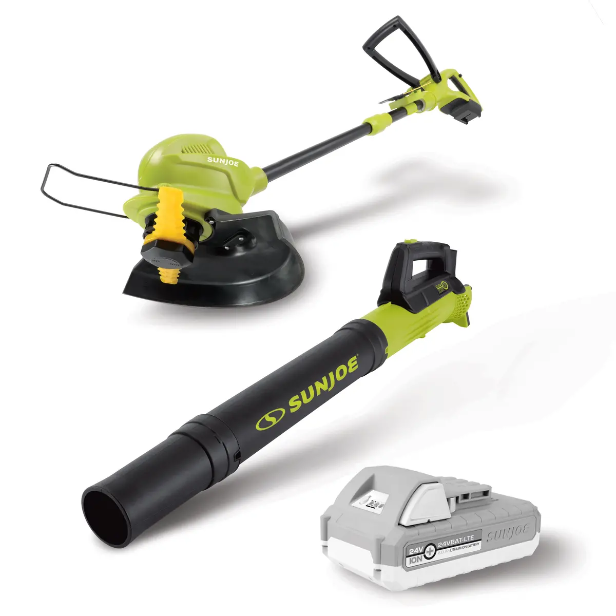 Sun Joe 24-Volt* Ionmax Cordless Leaf Blower + Grass Trimmer Bundle | 100-Mph Air Speed | 10-Inch Trimmer | W/ 2.0-Ah Battery + Charger 1