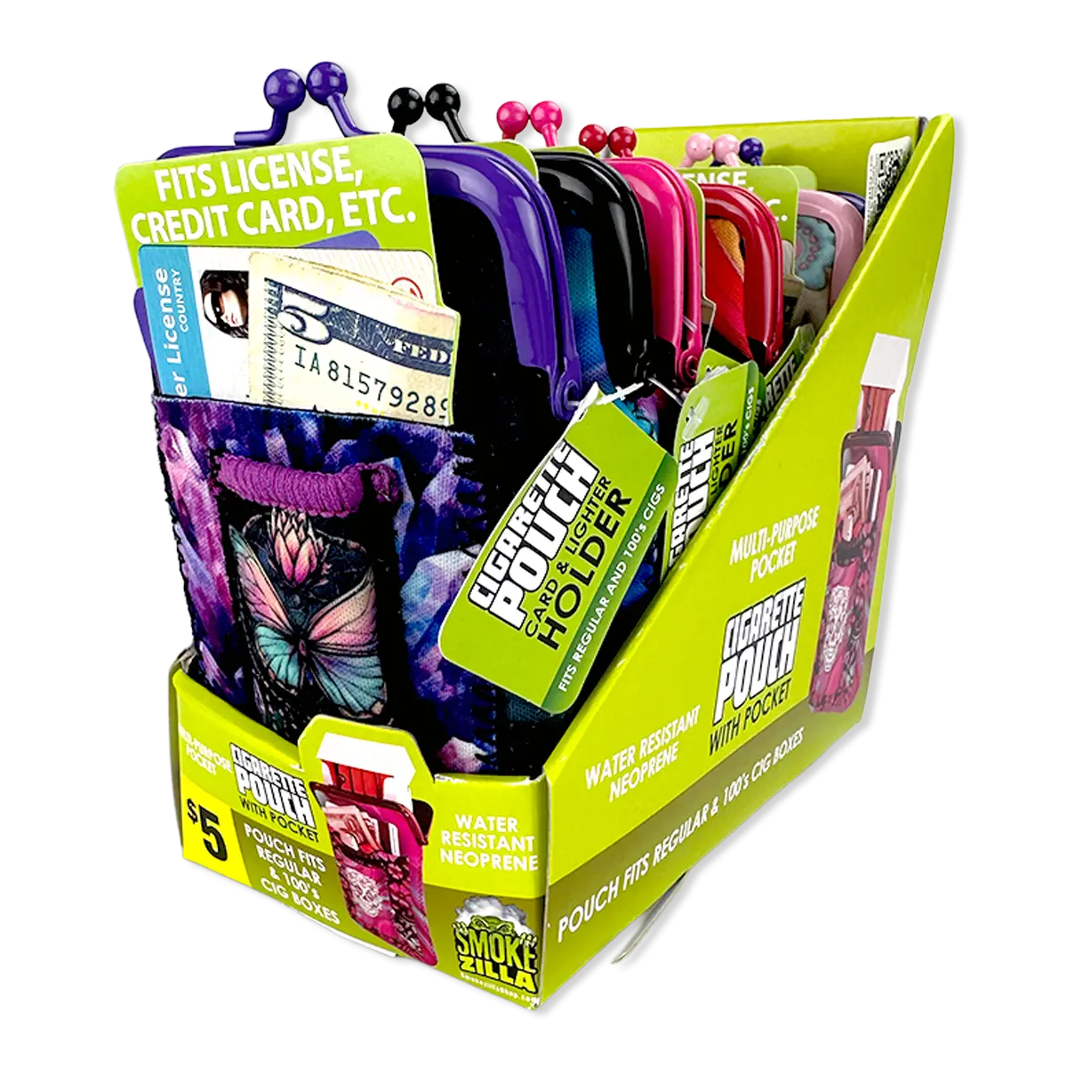 Neoprene Cigarette Pouch With Pocket - 6 Pieces Per Retail Ready Display 40312 1