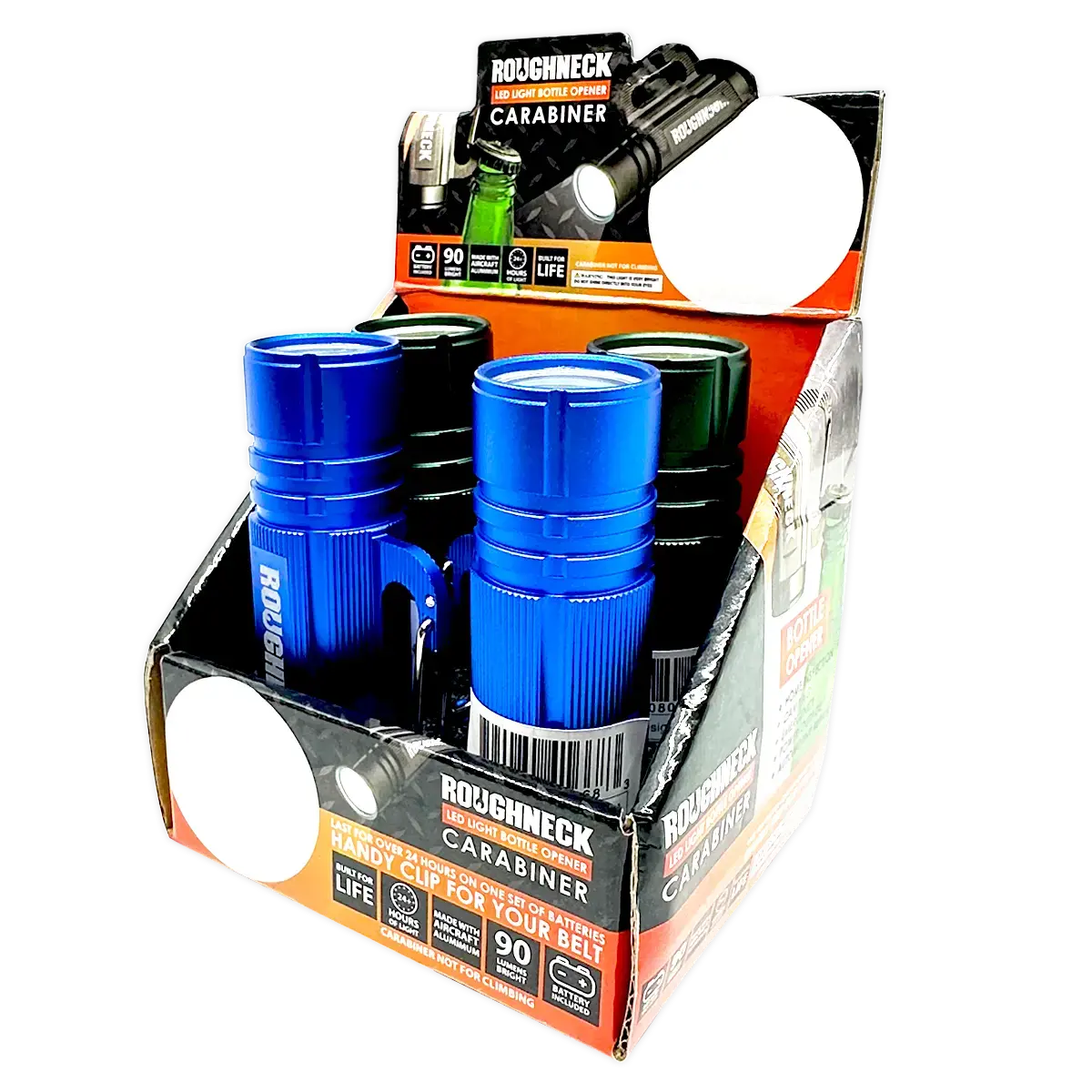 Led Flashlight With Carabiner - 4 Pieces Per Retail Ready Display 41668 1