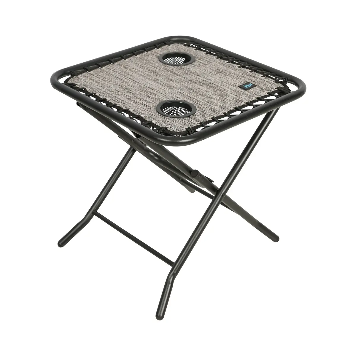 Bliss Hammocks Gfc-Tbl-P Folding Side Table W/ 2 Built-In Cup Holders | 20-In. Surface | Weather Resistant | 40 Lb. Capacity (Platinum) 1