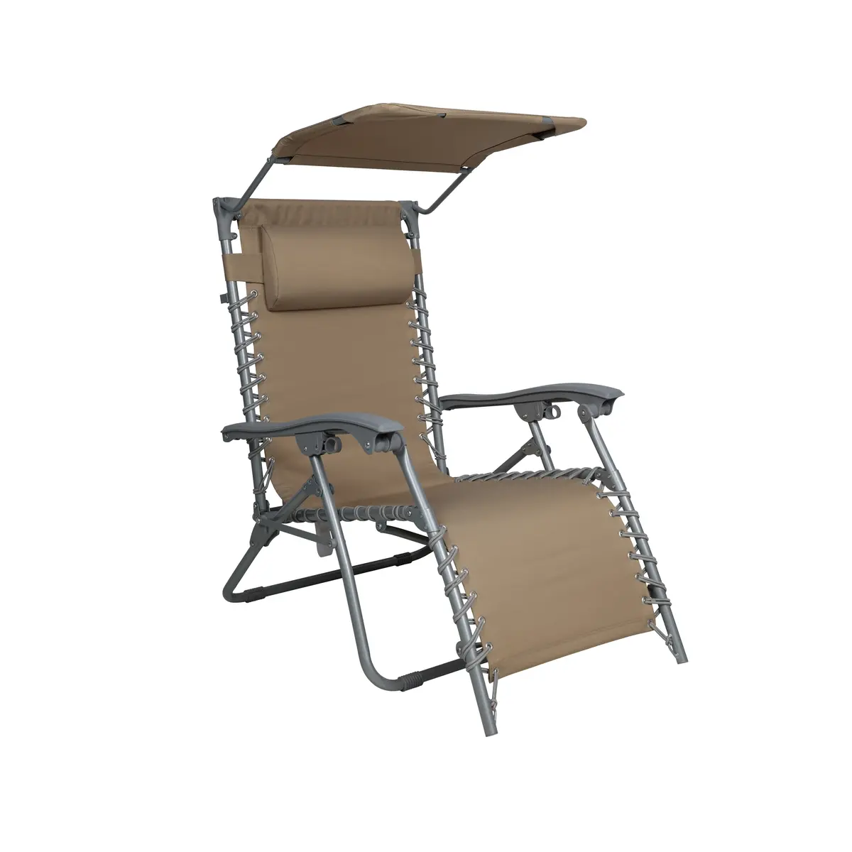 Bliss Hammocks Gbc-026-Tp Gravity Free Beach Chair W/ Pillow & Canopy | 26-In. Wide | Weather & Rust Resistant | 300 Lb. Capacity (Taupe) 1