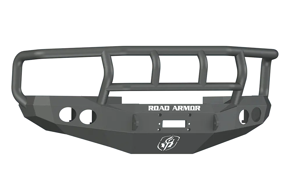Road Armor Stealth 47012B 1997-2002 Dodge Ram 2500/3500 Front Winch Ready Bumper Titan Ii Grille Guard, Black Finish And Round Fog Light Hole 1