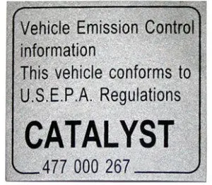 477 000 267 - Decal Catalytic Converter - Usa/Can - 78 To 95 - Door Jam 1