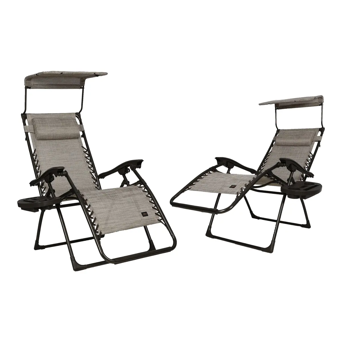 Bliss Hammocks Gfc-026-2S Set Of 2 Gravity Free Chairs W/ Canopy, Drink Tray, And Pillow | 26-In. Wide | Weather & Rust Resistant | 300 Lb. Capacity (Sand) 1