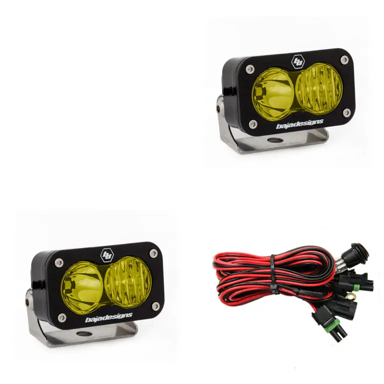 S2 Pro Black Led Light Pod Pair (Driving/Combo; Amber) 1