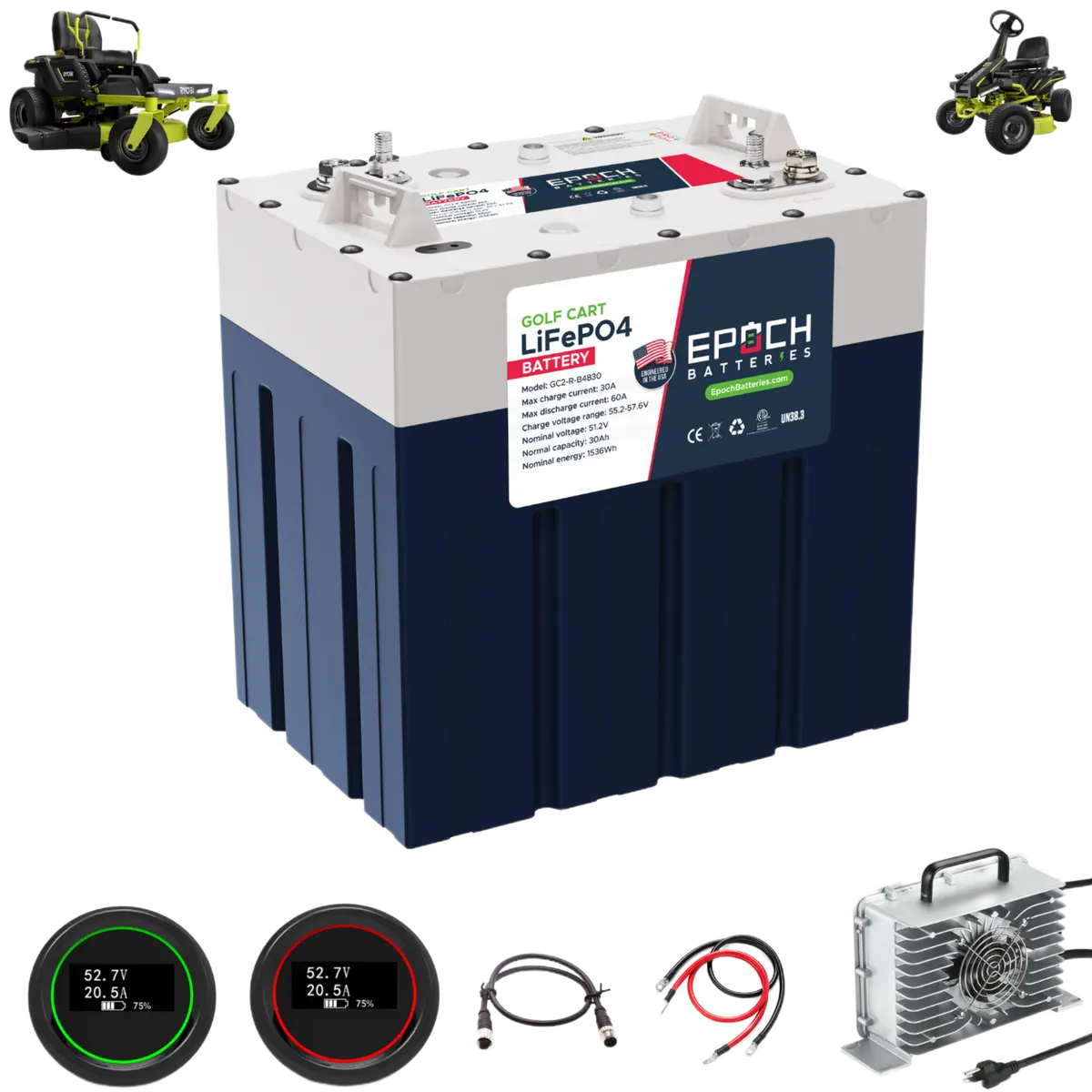 48V 30Ah Ryobi Electric Lawn Motor - Replacement Lithium Battery Kit 1