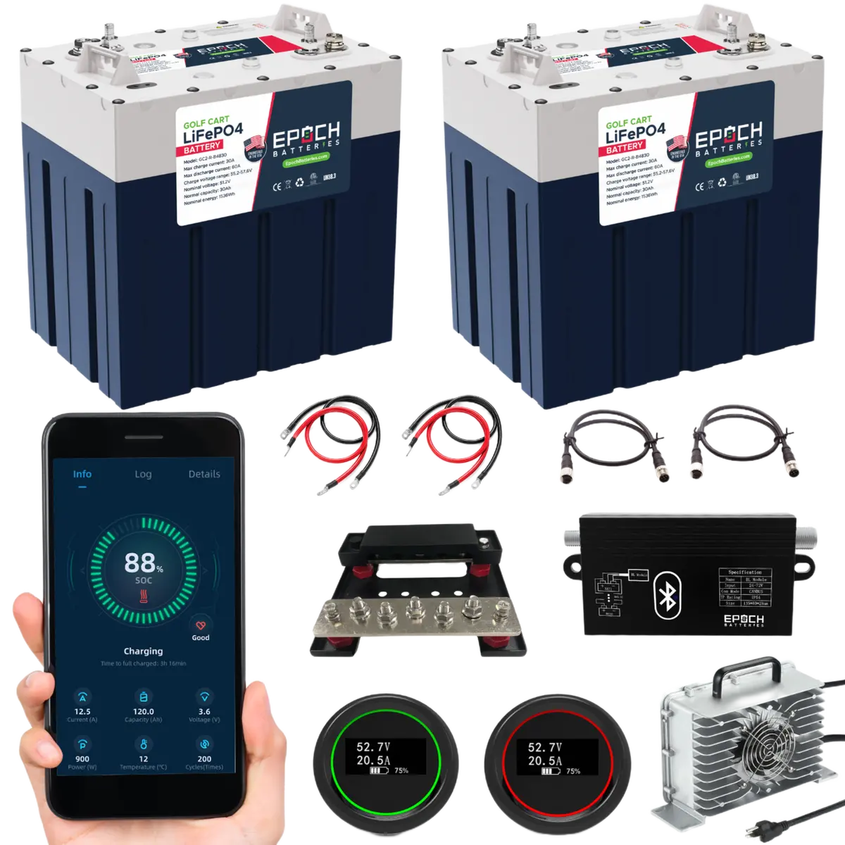 48V 60Ah Gc2 - Golf Cart Lifepo4 Lithium Battery - Complete Kit 1
