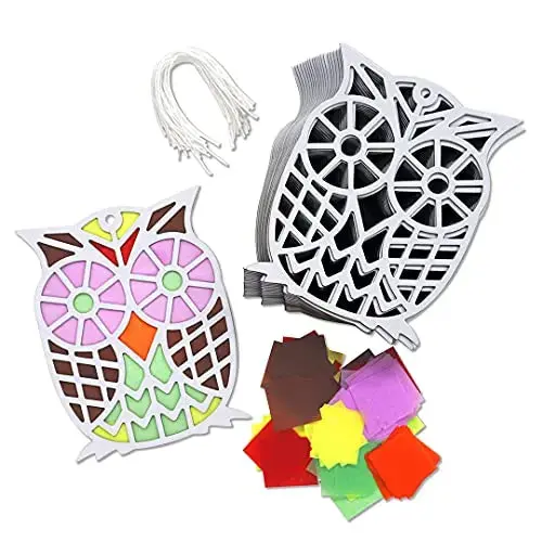 Owl Diy Suncatcher Paper Crafts - 24 Pieces Per Pack Kp4301 1