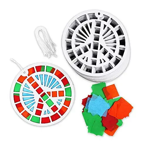 Peace Sign Diy Suncatcher Paper Crafts - 24 Pieces Per Pack Kp4159 1