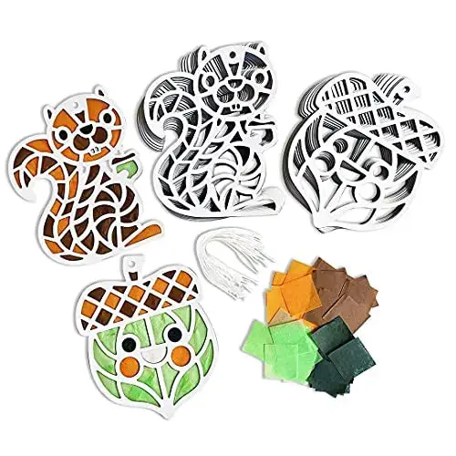 Squirrel Acorn Diy Suncatcher Paper Crafts - 24 Pieces Per Pack Kp4302 1
