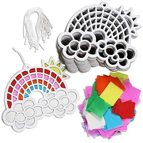 Rainbows & Sunshine Diy Suncatcher Paper Crafts - 24 Pieces Per Pack Kp4098 1