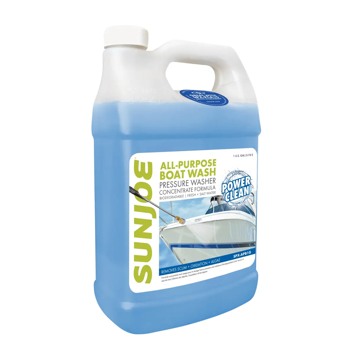 Sun Joe Spx-Apbw1g All Purpose Boat Wash For Pressure Washer | Safe For Fiberglass, Wood, Metal, And More | 1 Gallon 1