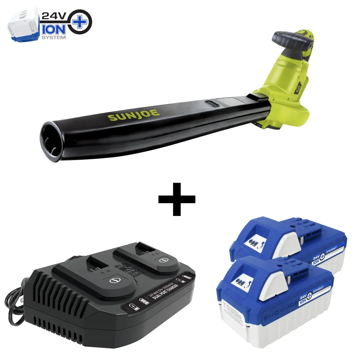 Sun Joe 24V-X2-Bvm190 48-Volt* Ionmax Cordless Leaf Blower Vacuum Mulcher Kit | 190-Mph | 340-Cfm | W/ 2 X 4.0-Ah Batteries + Charger 1
