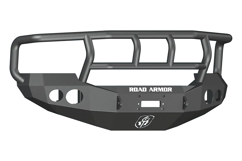Road Armor Stealth 60502B 2005-2007 Ford F250/F350 Superduty Front Winch Ready Bumper Titan Ii Grille Guard, Black Finish And Round Fog Light Hole 1