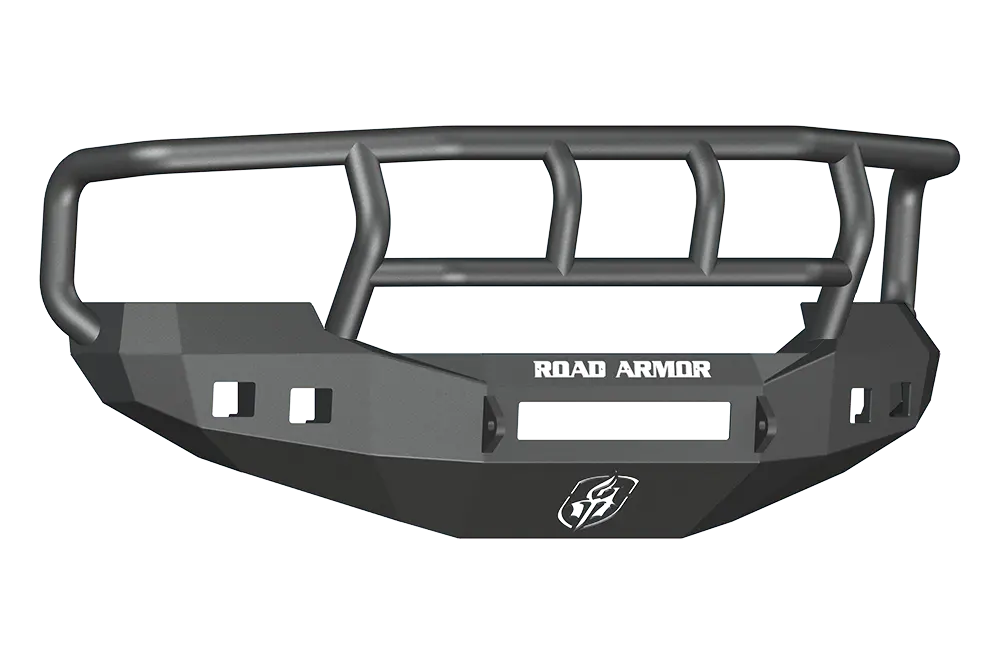 Road Armor Stealth 605R2b-Nw 2005-2007 Ford F250/F350/F450 Superduty Front Non-Winch Bumper Titan Ii Grille Guard, Black Finish And Square Fog Light Hole 2