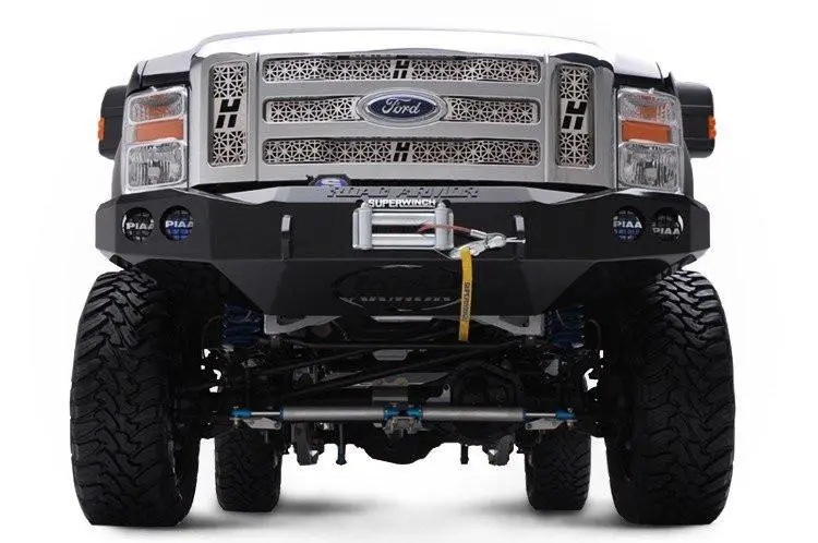 Road Armor Stealth 60800B 2008-2010 Ford F250/F350/F450 Superduty Front Winch Ready Bumper No Guard, Black Finish And Round Fog Light Hole 1