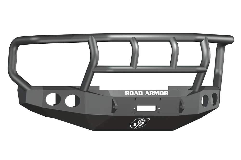 Road Armor Stealth 60802B 2008-2010 Ford F250/F350/F450 Superduty Front Winch Ready Bumper Titan Ii Grille Guard, Black Finish And Round Fog Light Hole 1
