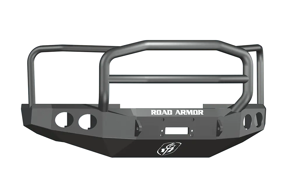 Road Armor Stealth 60805B 2008-2010 Ford F250/F350/F450 Superduty Front Winch Ready Bumper Lonestar Guard, Black Finish And Round Fog Light Hole 1