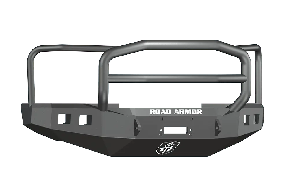 Road Armor Stealth 608R5b 2008-2010 Ford F250/F350/F450 Superduty Front Winch Ready Bumper Lonestar Guard, Black Finish And Square Fog Light Hole 1
