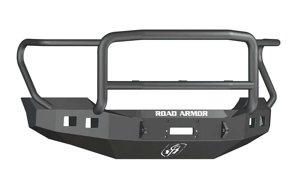 Road Armor Stealth 611R5b 2011-2016 Ford F250/F350/F450 Superduty Front Winch Ready Bumper Lonestar Guard, Black Finish And Square Fog Light Hole 1