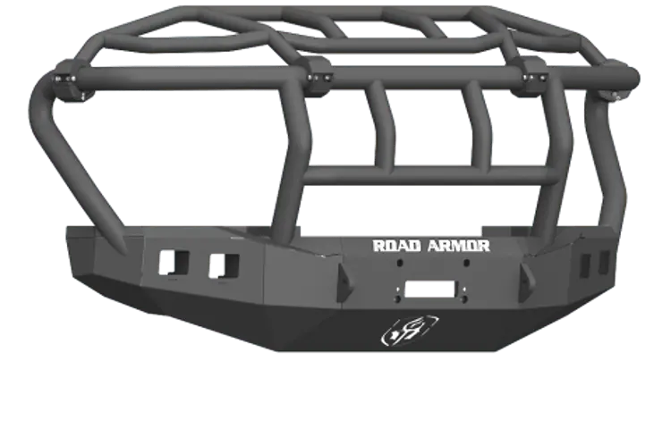 Road Armor Stealth 61743B 2017-2022 Ford F450/F550 Superduty Front Winch Ready Bumper Intimidator, Black Finish And Square Fog Light Hole 1