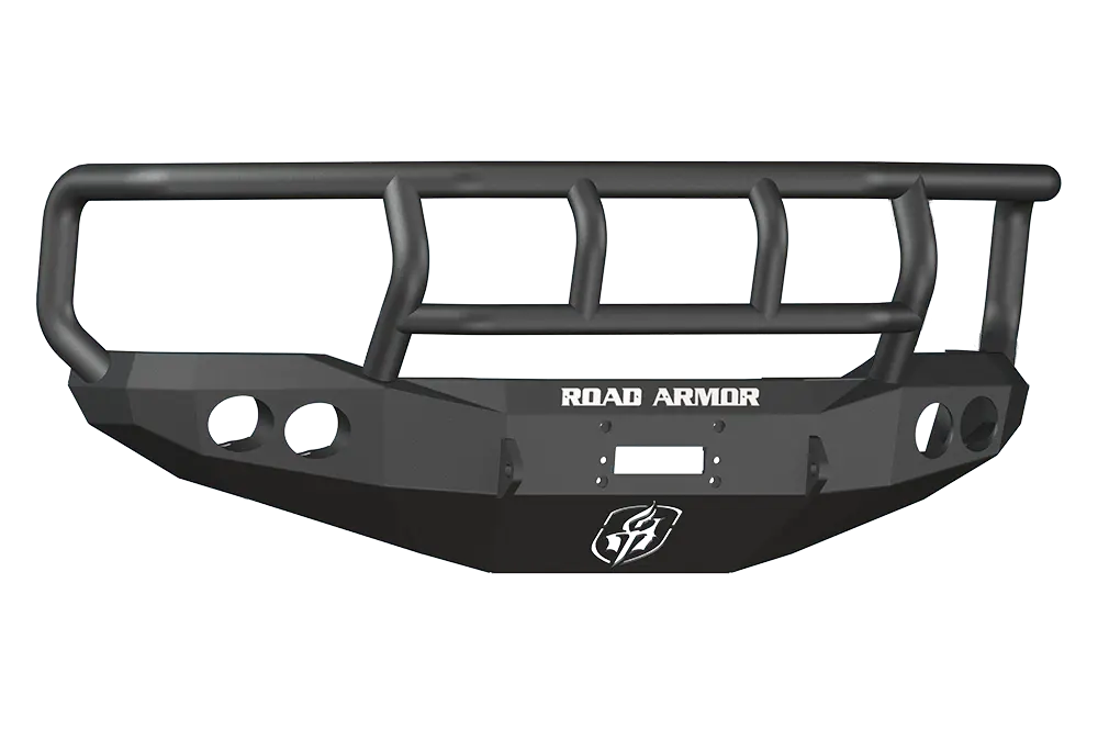 Road Armor Stealth 66002B 1999-2004 Ford F250/F350/F450 Superduty, Ford Excursion Front Winch Ready Bumper Titan Ii Grille Guard, Black Finish And Round Fog Light Hole 1