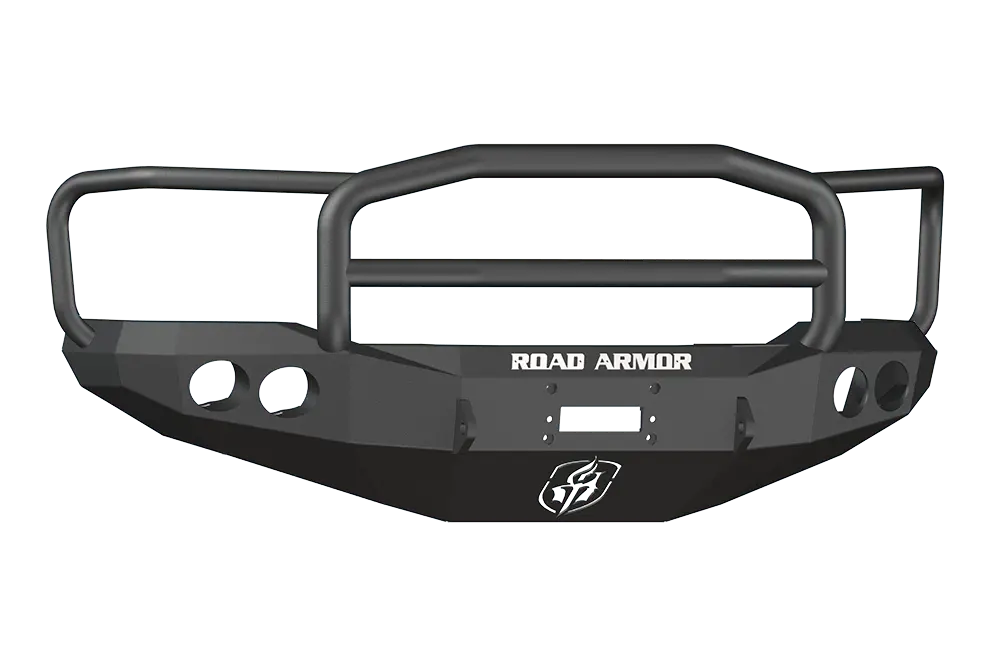 Road Armor Stealth 66005B 1999-2004 Ford F250/F350/F450 Superduty, Ford Excursion Front Winch Ready Bumper Lonestar Guard, Black Finish And Round Fog Light Hole 1