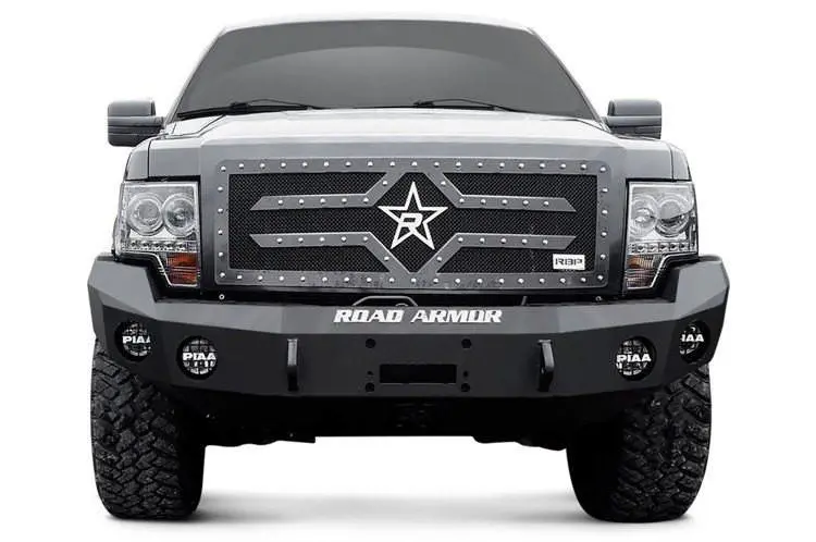 Road Armor Stealth 66130B 2009-2014 Ford F150 Front Winch Ready Bumper No Guard, Black Finish And Round Fog Light Hole 2