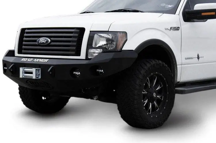 Road Armor Stealth 66130B 2009-2014 Ford F150 Front Winch Ready Bumper No Guard, Black Finish And Round Fog Light Hole 1