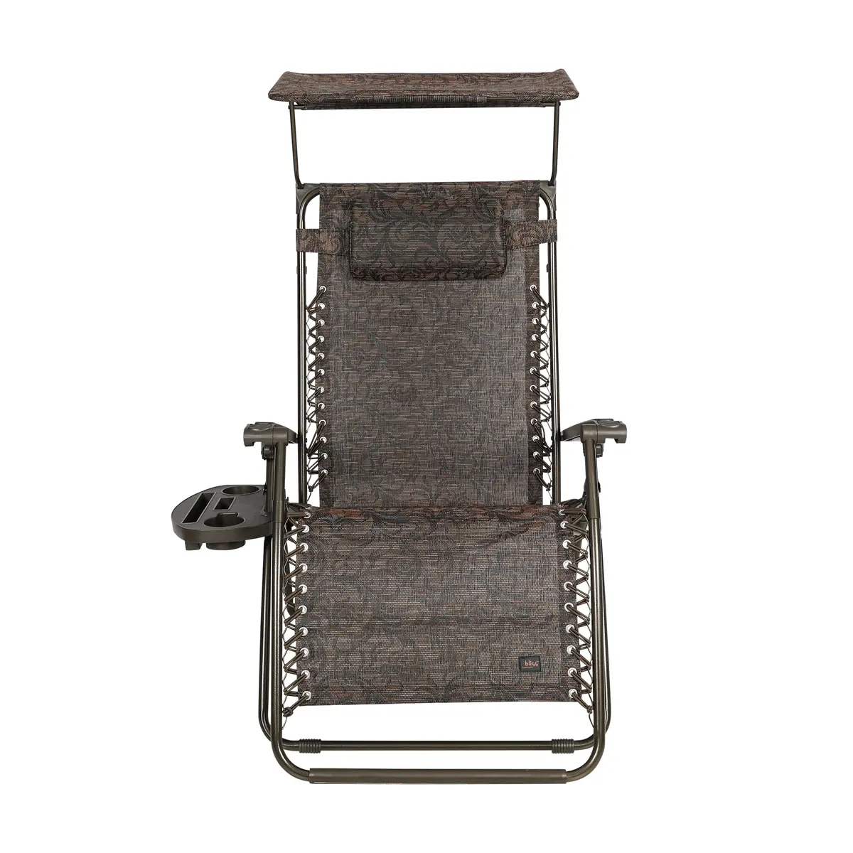Bliss Hammocks Gfc-430Bj-C Gravity Free Chair W/ Canopy, Drink Tray, & Pillow | 26-In. Wide | 300 Lb. Capacity (Brown Jacquard) 2