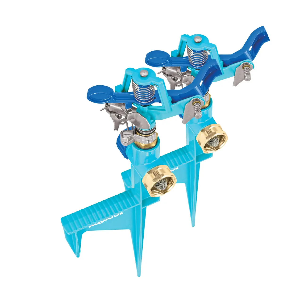 Aqua Joe Aj-Ish-2Pk Indestructible Zinc Impulse 360° Sprinkler W/ Step Spike | Customizable Coverage | 1,400 Sq. Ft. Max Coverage | 2 Pack 1
