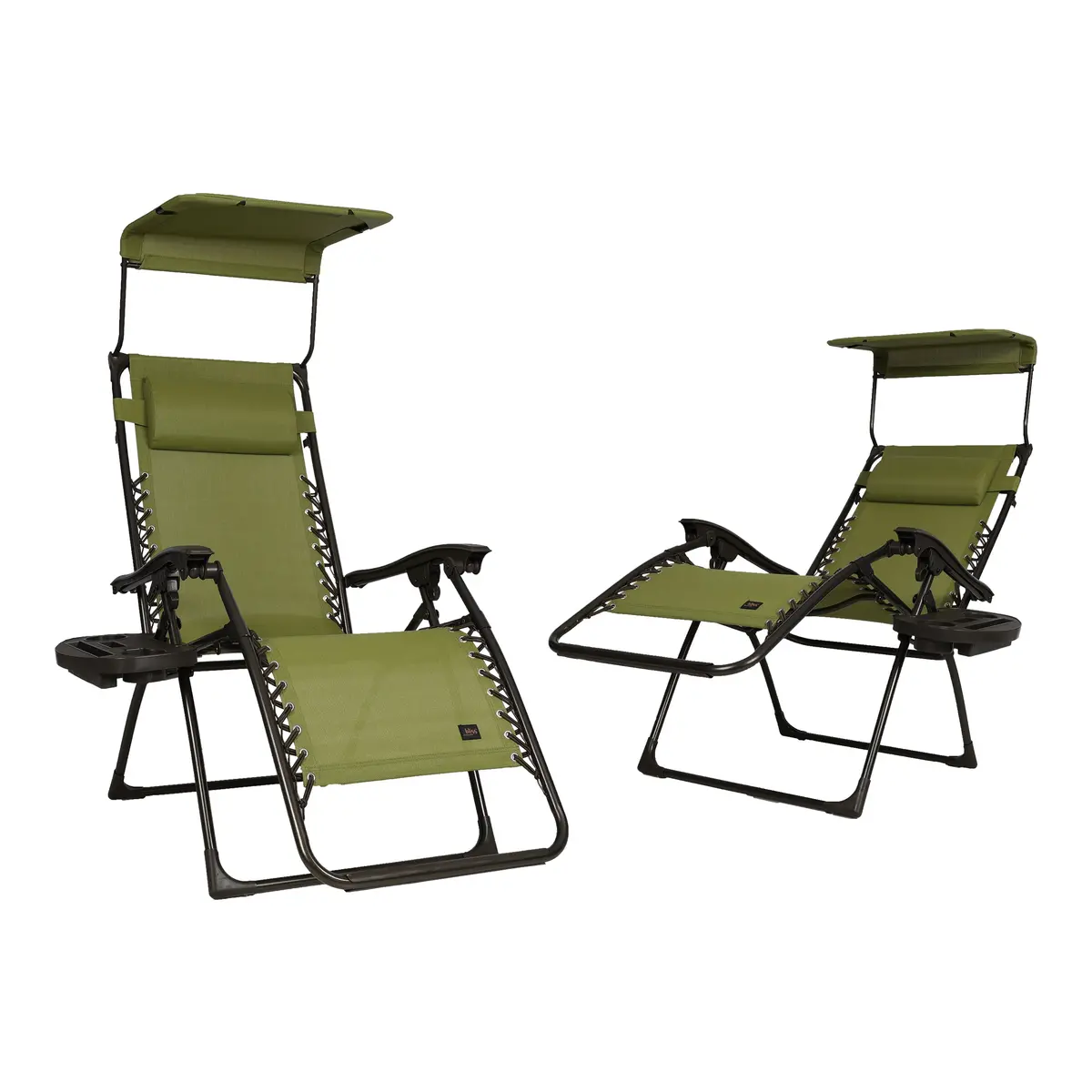 Bliss Hammocks Gfc-026-2Sg Set Of 2 Gravity Free Chairs W/ Canopy, Drink Tray, And Pillow | 26-In. Wide | Weather & Rust Resistant | 300 Lb. Capacity (Sage Green) 1
