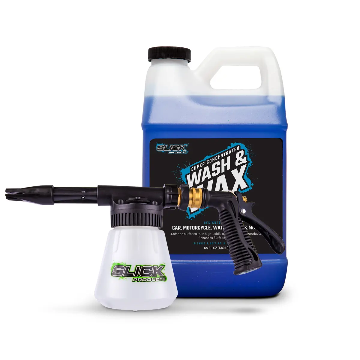 Slick Products Sp1134 Hose-Powered Foam Gun Bundle | W/ Wash & Wax Concentrate | Adjustable Dial | Instant Foam Wash 1
