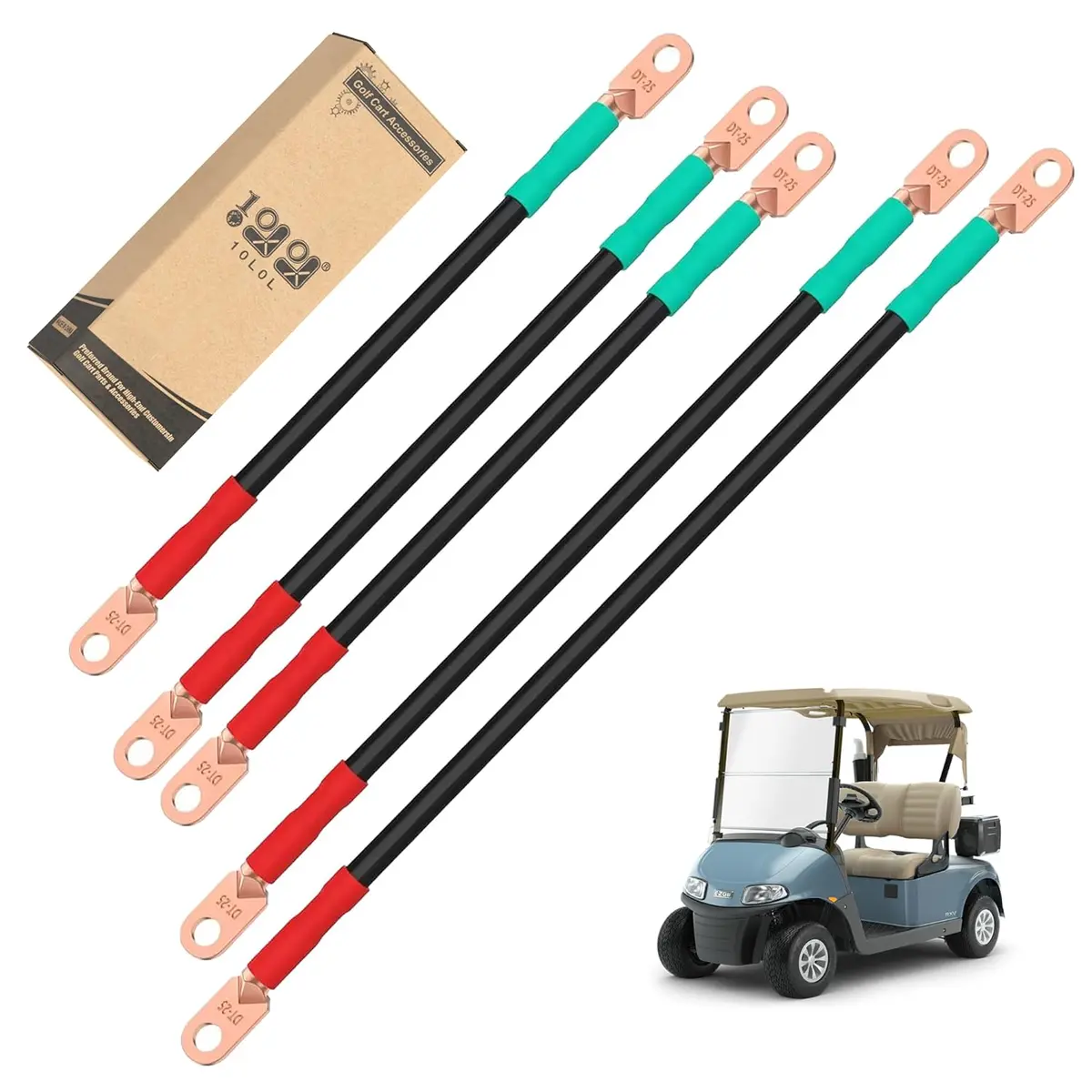 Golf Cart Pure Copper Battery Cables For Ezgo Rxv Ac/Dc Golf Cart Battery Kit - 10L0l 1