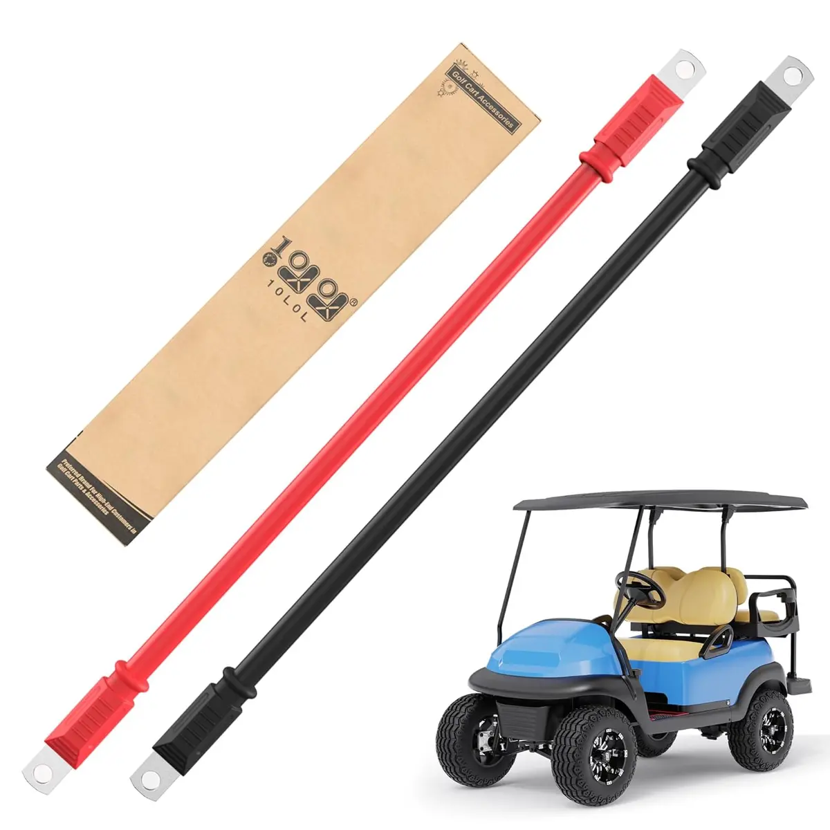 10L0l 4Awg 25 Inch Battery Inverter Cables Set For Golf Cart, Car, Rv, Solar 1
