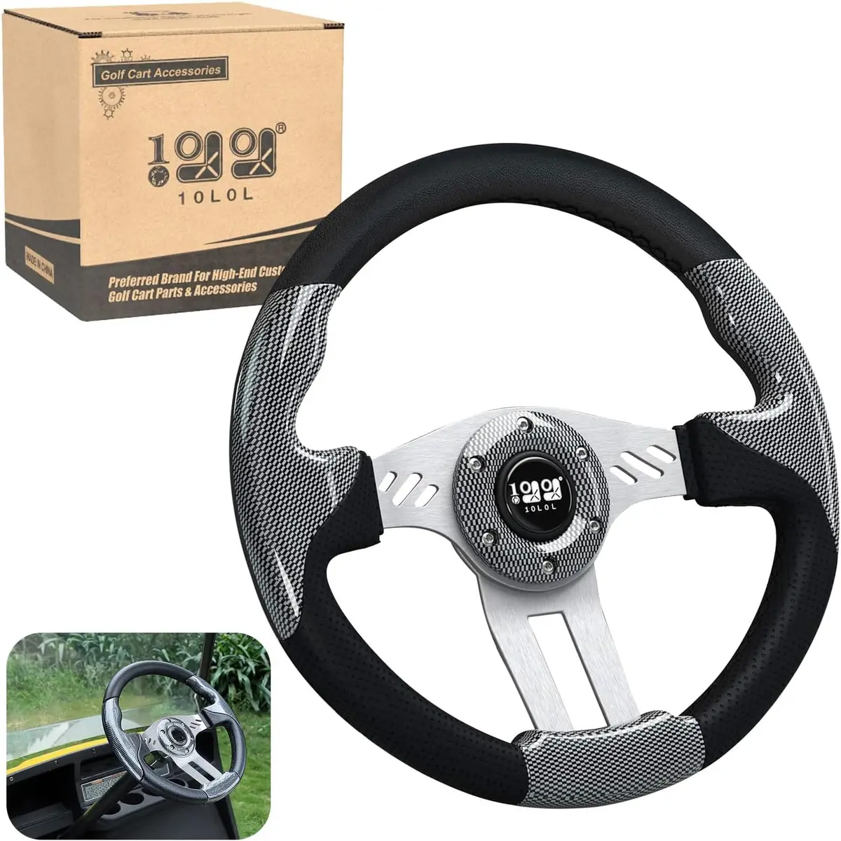 12.5 Inch Wooden Golf Cart Steering Wheel Universally For Most Models - 10L0l 1