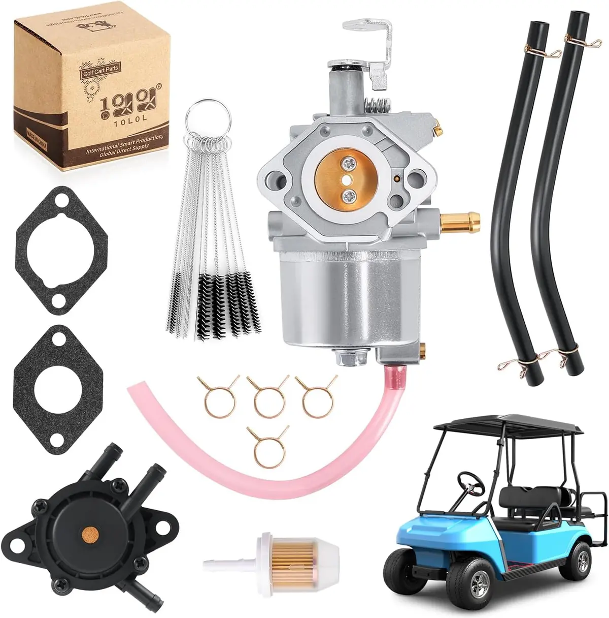 10L0l Golf Cart Carburetor Kit For Club Car Ds, Precedent, Turf, Carryall  Kawasaki Fe350 Engine (1996+) 1