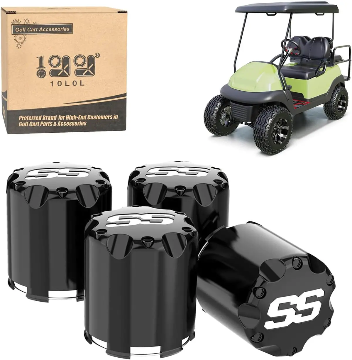 Universal Golf Cart Ss Wheel Center Cap Cover For Ezgo, Club Car, Yamaha, 4 Pcs - 10L0l 2