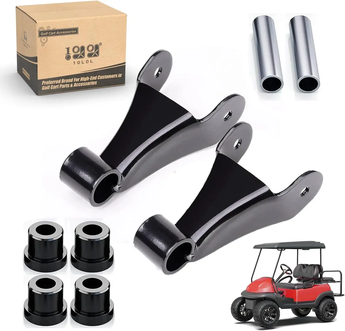 10L0l Golf Cart Metal Rear Shackle Kit With Bushings & Spacers For Club Car Precedent 1