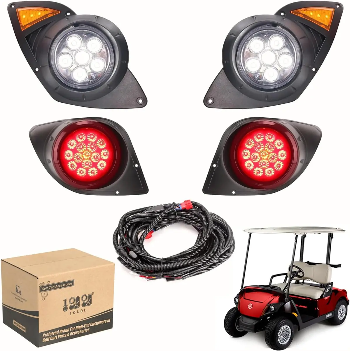 Golf Cart Headlight Taillight Kit For Yamaha G29 2007-Up (Must Input 12 Volt) - 10L0l 1