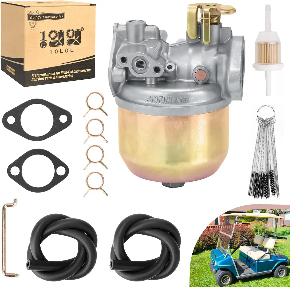 Golf Cart Carburetor Kit For Club Car Ds Gas 1984-1991 Kawasaki 341Cc Side Valve Engines - 10L0l 1