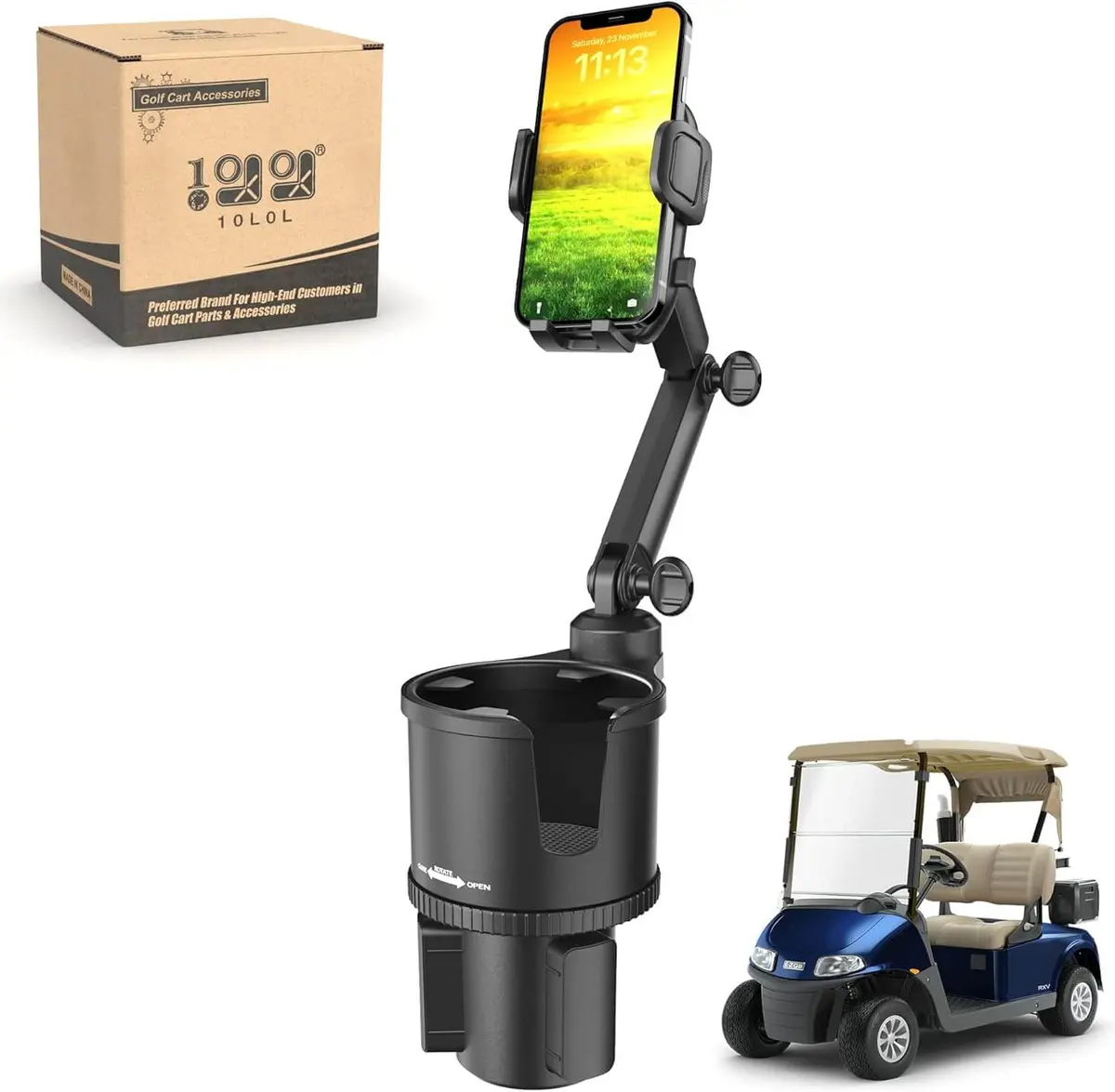 Universal Golf Cart Phone Holder With Cup Holder 360° Rotation - 10L0l 1